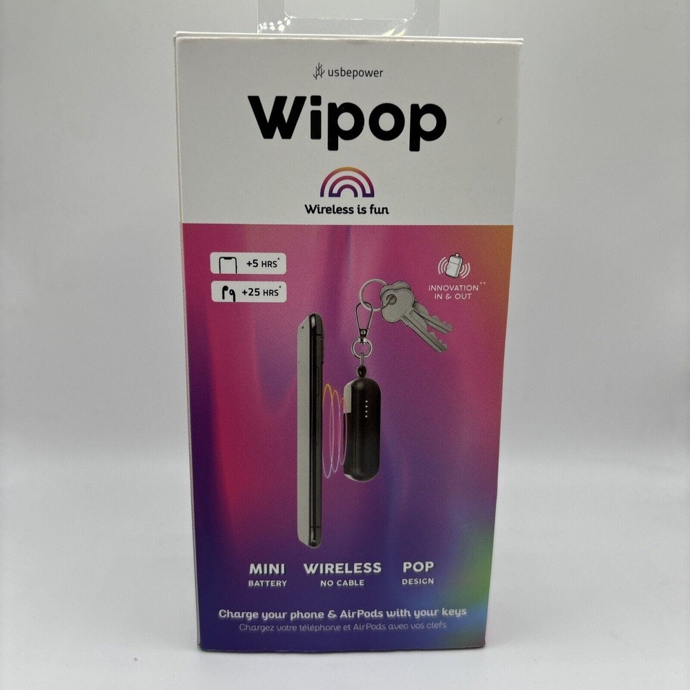 WIPOP Wireless fun Keychain Charging for phone And AirPods Black Iridescent - Picture 2 of 8